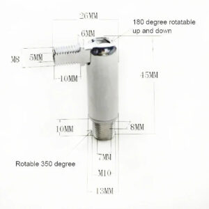 Steel M10x1  to M8x1 rotatable connector holder fastener 180 degree direction Wall lamp Lighting