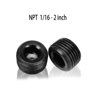 PT NPT 1/16 1/8 1/4 3/8 1/2 3/4 1 1-1/4 1-1/2 2 inch male thread plug inner hex end joint screw plug seal pneumatic steel plug