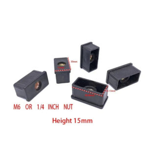 Plastic tube plug with M6 Or 1/4 inch nut, screw on feet pad tube insert ends feet foot pipe cover roller screw