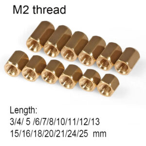M2 thread copper spacer Length 3-25mm through Hole outer hexagon nut Monitor connecting column Copper Nut M2 threaded pole CCTV
