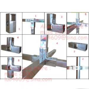 25x25 mm square pipe tube clamp holder joint connector elow Tee through Alloy steel clothes shelf tee joint connector lean pipe