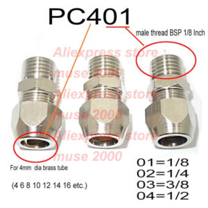 Bite type tube Joint pipe fitting 4 6 8 10 12 14 16 male thread 1/8 1/4 3/8 1/2 tube brass nickled plated clip joint connector