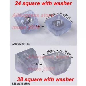 24x24 38x38mm Plastic cabinet  feet pad  buffer damper rubber Transparent Clear audio foot wood Moisture wear noise proof