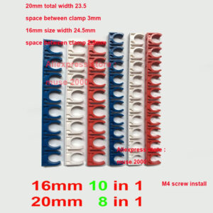 16 20 mm tube outer platoon holder clamp base wire electrical distribution red blue U Shape clip PVC cable tube set basemet