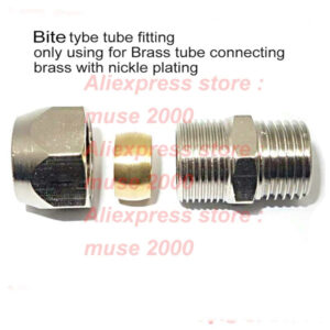 Bite type tube Joint pipe fitting 4 6MM dia tube male thread M5 M6 M8 tube brass nickled plated clip joint connector