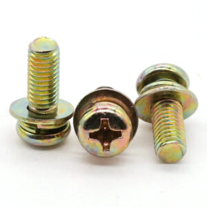 M4/M5/M6 Multi-Color Zinc Plated Pan Head Screw Set with Washer, Cross Drive, Carbon Steel PC Bolt Fastener