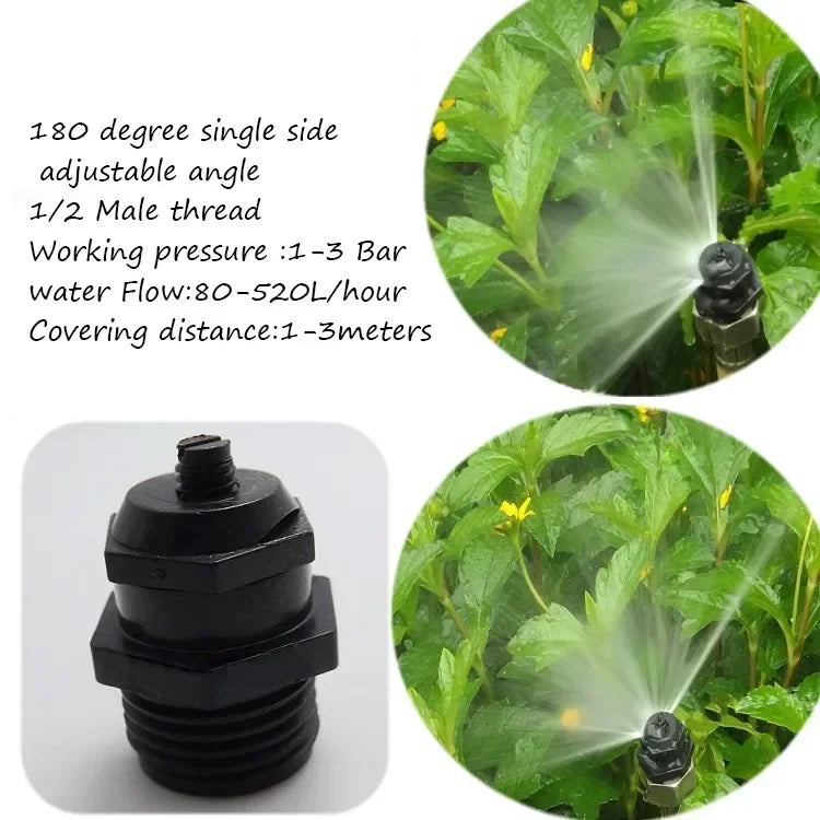 1/2 Inch Flat spray nozzle plastic BSPT agriculture garden Irrigation nozzle 1 Side 180 degree Half round covering fan flat fog - Image 2