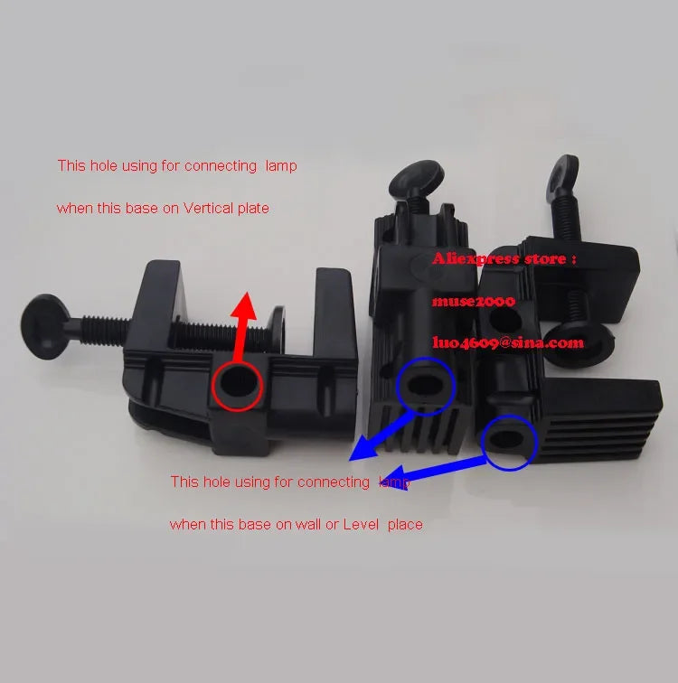 Plastic light table Lamp base holder bench plate clamp F tybe school table or on wall install spanner 3.7cm hole 12mm tube inser - Image 2