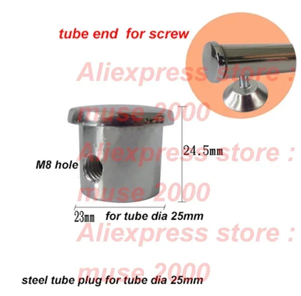 25mm steel pipe plug holder clothes shelf holder base ends roller hanging pole furniture hanger tee joint connector lean pipe - Image 2
