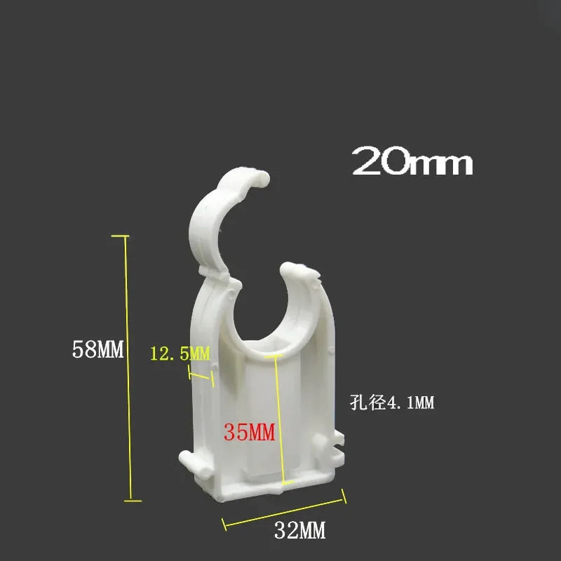 white OD20 25 32 40mm PPR pipe clip heighten Plastic Holder water pipe Tube install grapple Single U clip DN15 20 25 32 40 50 - Image 3