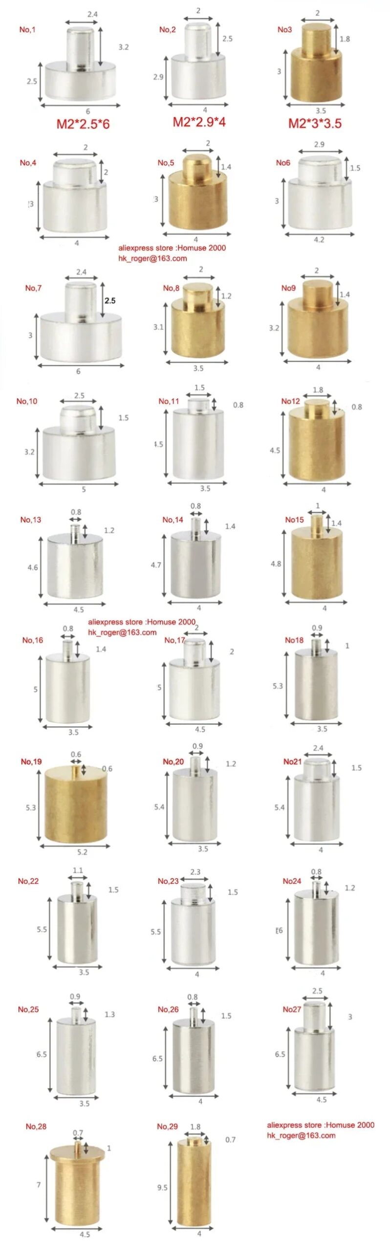 M2 standoff brass spaer copper weld solder weld pin PCB nut SMT thread connector Copper Nut threaded pass Column