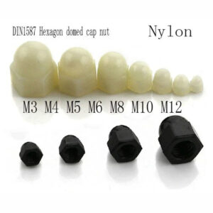 M8 white black nylon DIN 1587 hexagon domed cap nuts,dome Head Hexagon Nuts Cap Nuts Protection Cover Nuts