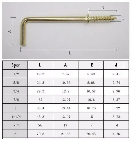 L shape screw 1/2 -2 inch steel hooker hanger self cu plated mirror photo frame screw fastener - Image 2