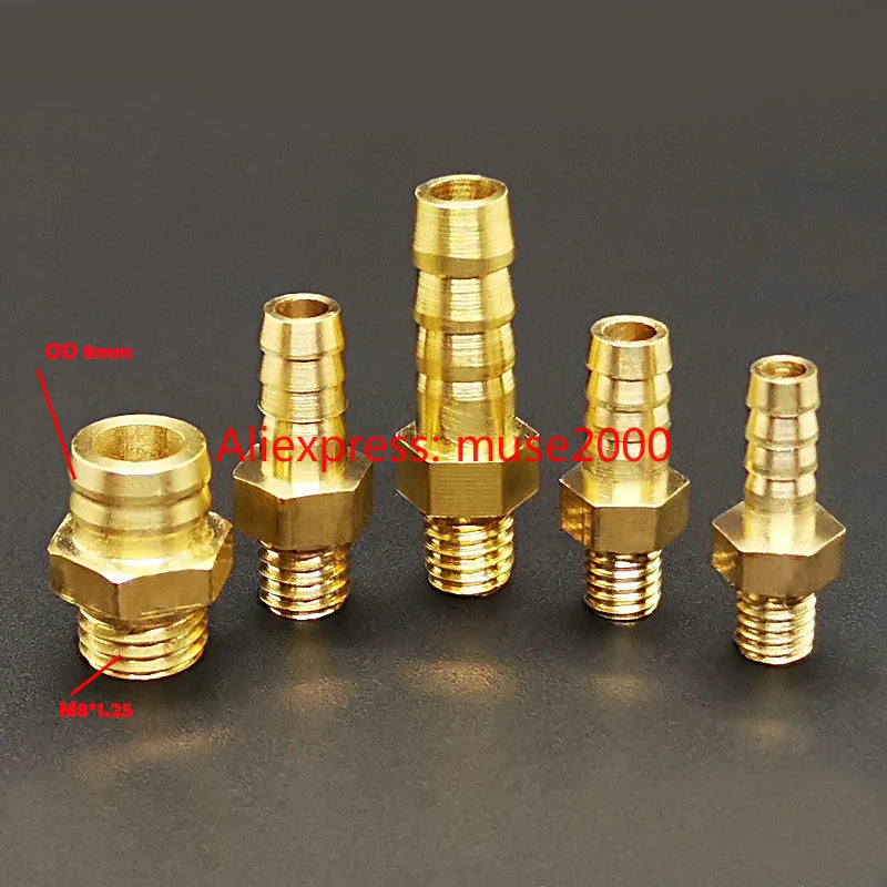 6 8 10 13mm Quick fitting Brass Splicer Pipe Fitting M8 M10 M12 M14 M16 M20 Male thread straight Hose Barb Copper Barbed Joint - Image 3