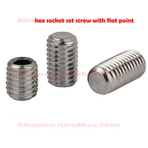 Set screw M8 M10 finne thread 1.0 pitch Grub Screws Inner Hex Socket Flat point and cup point 304 Stainless Steel