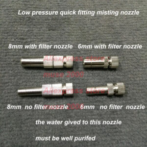 LOW pressure misting fog nozzle 6mm 8mm Quick fitting inserting tube joint with or no filter water Aquaculture Humidification