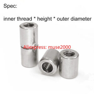 304 stainless steel M12 M14 M16 M18 M20 Column nut steel hollow nut outer round dia screw bolt connector inner threaded pole rod