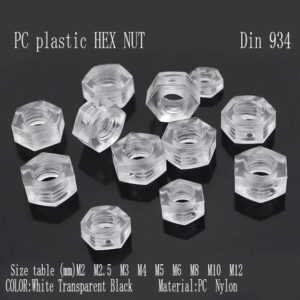 M3 M4 M5 M6 M8 Transparent nut PC plastic Metric Thread Hex Nut Screw Nut Hexagon Nut ,light LED screw