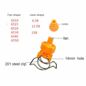 double 304  steel Clip clamp plastic spray nozzle pipe 3/4 1 1.2 1.5 2inch fan/cone jet cover ball adjustable Car auto washing