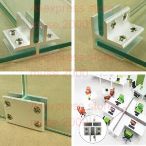 Aluminum Alloy Clamp for Glass Shelves ,L T Cross Connector, Straight plate Shelf Joint, Cabinet Layer Supporter Furniture Fitt