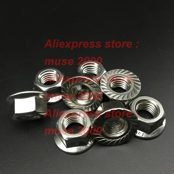 304 stainless steel flange nut locking nut 1/4 5/16 3/8 1/2 inch UNC axle nut CW Thread hex nut fastener bolt screw metal