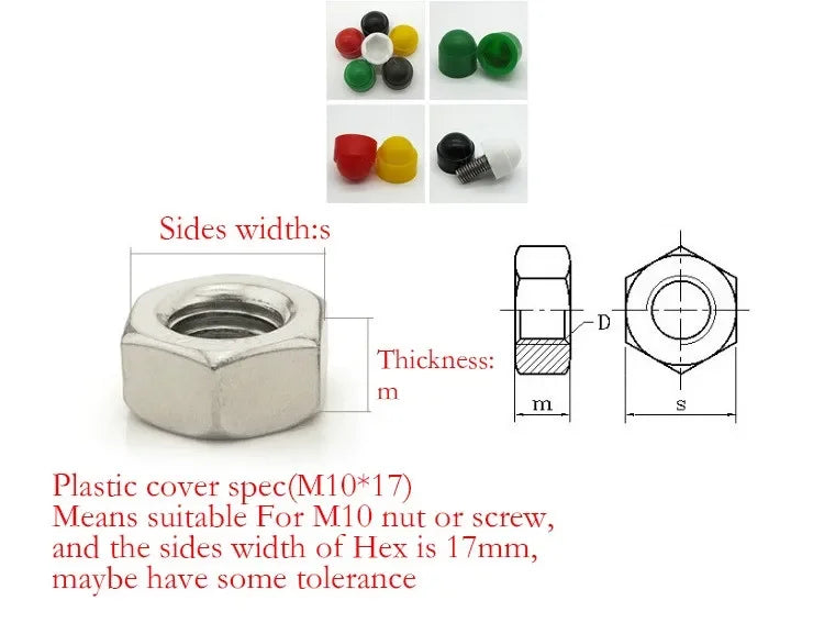 Grey hex Nut cap cover M5 M6 M8 M10 M12 M14 M16 M18 M20 bolt cover cap plastic pp protector corrosion dust proof drive hole plug - Image 3