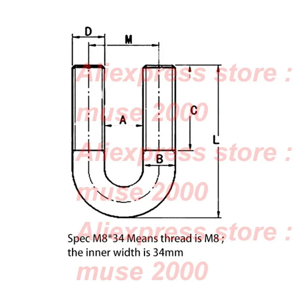 M6 M8 M10 M12 U Shape tube clamp locking plate pipe 304 holder clip clasp washer lboard locker stoper - Image 4