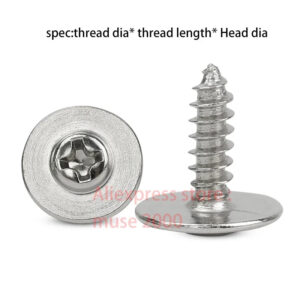 M2 x 4 5 6 7 8 10 12 head dia 5 6 8 steel screw self tapping large washer pan head electronic phone DIY Audio nickle plated