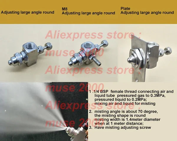 No adjusting Gas Atomizing Nozzle misting fan round covering water Spray garden Fight Machine nozzle misting fog water spraying - Image 7