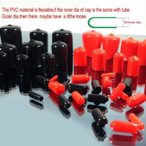 Black 30-50mm inner Dia PVC plastic vinyl cap round tube insert end protector cover cap steel wire end