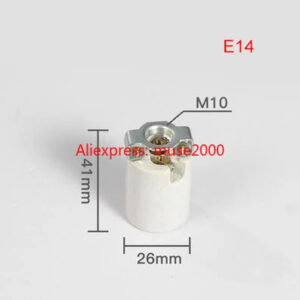 E14  lamp base holder Pottery and Porcelain body steel hanger Ceramic E14 lamp holder m10 bracket lamp socket Full thread smooth