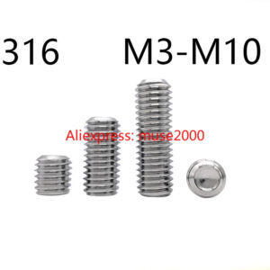 316 steel Set screw M6 m8 m10 Grub Screws inner Hex Socket drive Set bolt din916 marine ship RV sea water fasten tighten DIN916