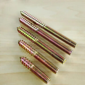 M4 x 20 25 30 35 40mm Length threaded ends stair screw wood pre-embreded nut steel connector furniture fastener Flat to sharpe
