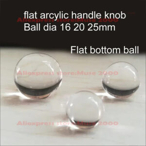 16 20 25mm dia arcylic door handle smooth ball flat bottom show exhibition glue use cabinet cupboard jewel plastic clear Drawer