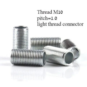 SSHD M10 * Pitch 1.0mm Steel hollow lamp light bolt screw full threaded pole ceilling light hanging Length 10-100mm connector