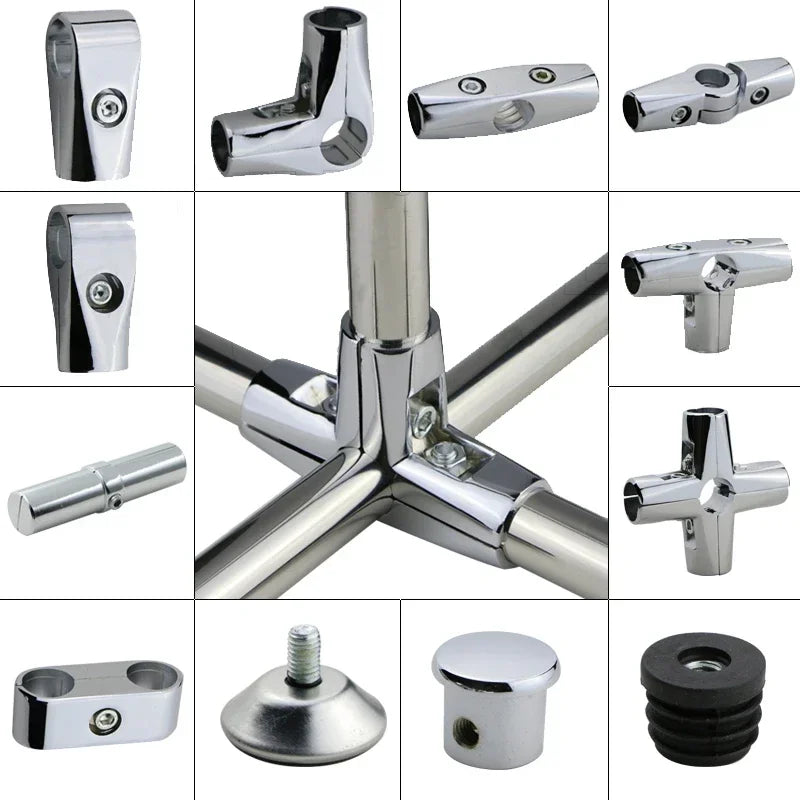 25mm steel pipe plug holder clothes shelf holder base ends roller hanging pole furniture hanger tee joint connector lean pipe