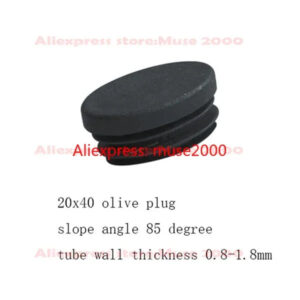 Slope olive oval 20x40 mm plastic tube plug eye tube insert end hole cap feet pad 85 degree incline lean cahir leg pad end cove