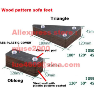 45mm 180X120 height sofa pad feet wood pattern steel wall ABS body plastic furniture floor bed standoff feet triangle and oblong
