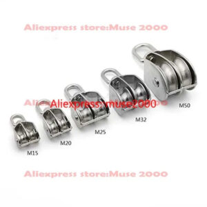 304 stainless lifting rope Pulley wheel bearing M15-M75 Loading double Pulley Block Swivel Pulley Roller Lifting Wheel for Rope