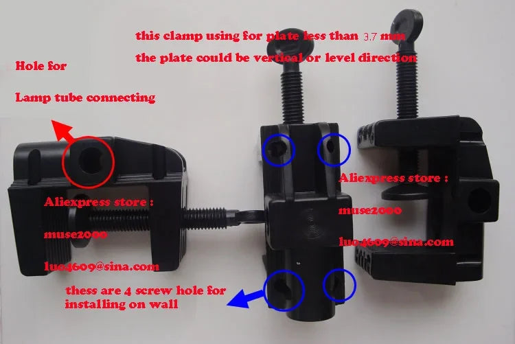 Plastic light table Lamp base holder bench plate clamp F tybe school table or on wall install spanner 3.7cm hole 12mm tube inser - Image 3