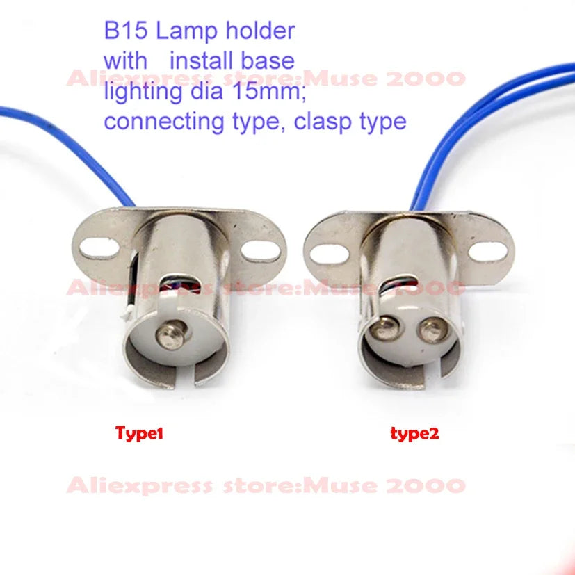 B15 lamp holder Socket Single double Contacts lights connector B15S B15D Motorcycle Lamp Base with install base screw hole - Image 2