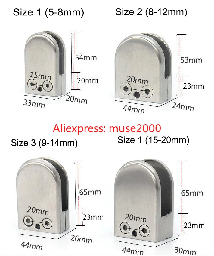 201/304 steel glass board holder bracket hinge no drilling hole clamp board clip Bathroom glass partition guardrail
