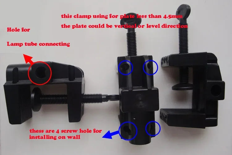 Plastic light table Lamp base holder bench plate clamp F tybe school table or on wall install spanner 3.7cm hole 12mm tube inser - Image 7