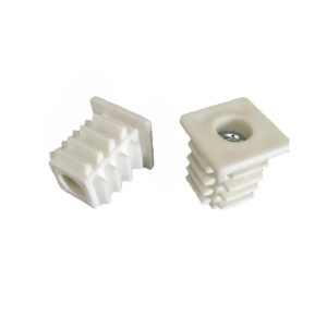 19X19mm m6 steel Nut embeded, white square blanking tube plastic plug cap cover ending,pads, bolt screw set screw on feet pad