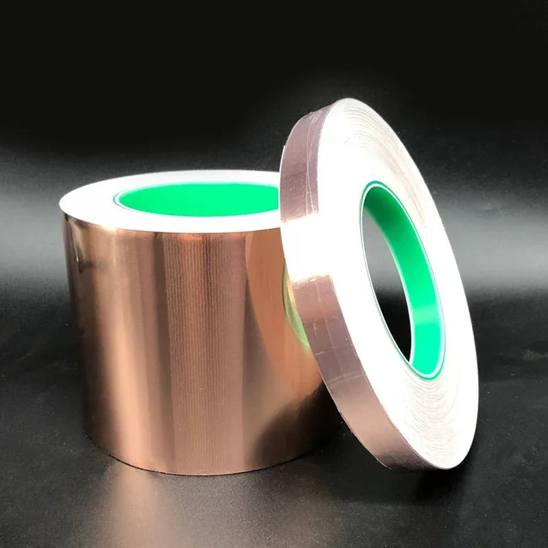 2 sides conductive Brass adhesive tape 0.06mm copper sheet glue backed steel film sheet Shielding signal phone PCB conductivity - Image 2