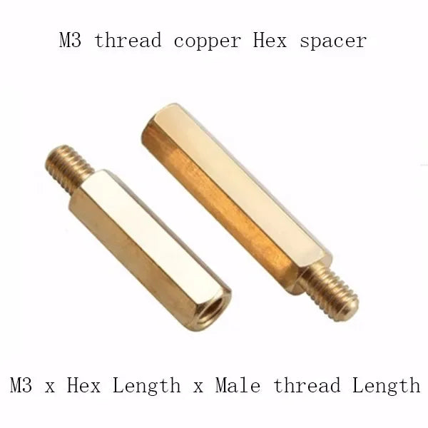 M3 Brass Standoff copper spacer 4-60mm +6mm male thread outer Hex brass female male pillars Nut Hex Spacer Column