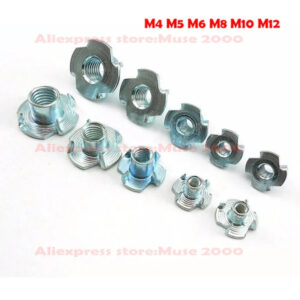 M4 M5 M6 M8 m10 M12 lengthen Furniture pre-embedded nut Four Pronged Tee Nuts Cold forging thicken Captive Inserts For Wood