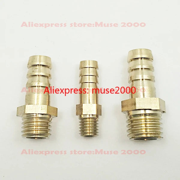 6 8 10 13mm Quick fitting Brass Splicer Pipe Fitting M8 M10 M12 M14 M16 M20 Male thread straight Hose Barb Copper Barbed Joint - Image 2