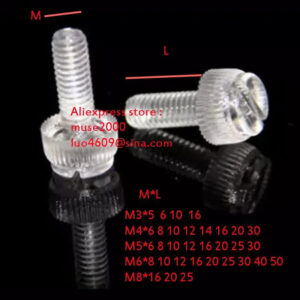 M6*8 10 12 16 20 25 30mm clear thumb bolt screw knurled clear PC bolt slotted drive Plastic screw nut diy fastener transparent