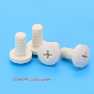 White PP plastic screw m5 m6 pan head bolt Length 6-60mm cross drive pan head chemical resistant isulation Electrical fastener